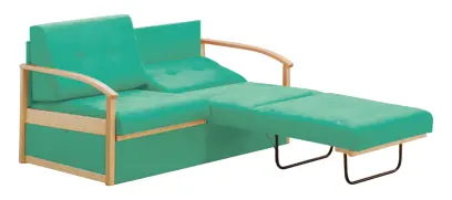 RO - R pohovka rozkládací, dřevěná, koženka OTO T 4 - koženka tyrkysová